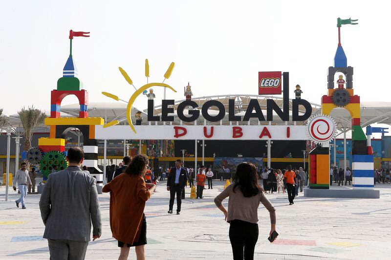 Above, Legoland Dubai, one of the theme parks within the Dubai Parks and Resorts complex which opened between November and December last year. Pawan Singh / The National