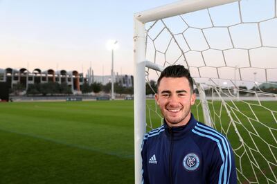Abu Dhabi, United Arab Emirates - January 10th, 2018: New York City FC's Jack Harrison during a coaching clinic with aspiring young footballers from across the UAE as part of City Football Schools. Wednesday, January 10th, 2018 at Zayed Sports City, Abu Dhabi. Chris Whiteoak / The National