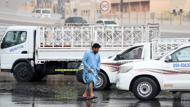 Heavy rain in Al Quoz, Dubai, earlier this month. The UAE has experienced wet weather in recent weeks. Chris Whiteoak/ The National