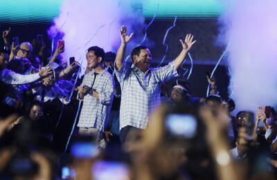 Indonesian Defence Minister Prabowo Subianto celebrates his victory in the presidential election in Jakarta last week. EPA