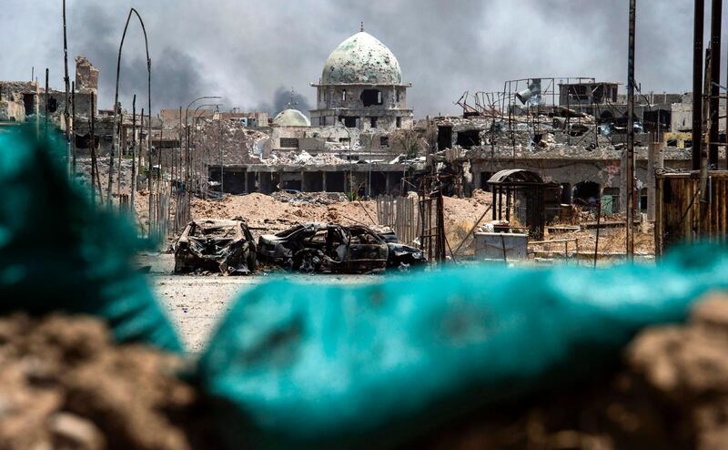 A destroyed mosque in the Old City of Mosul, during the government forces' offensive to retake the city from ISIS fighters. AFP