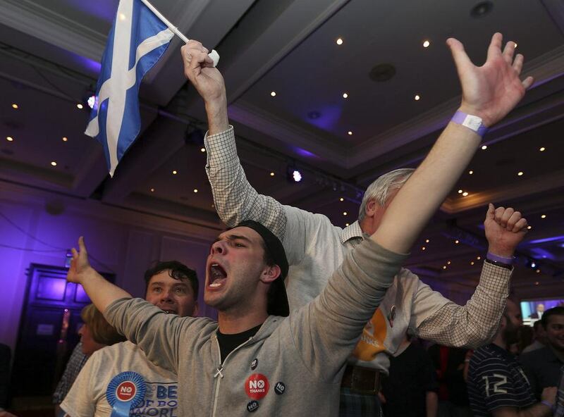 No supporters celebrate as results are announced. Lynne Cameron / AP Photo / PA