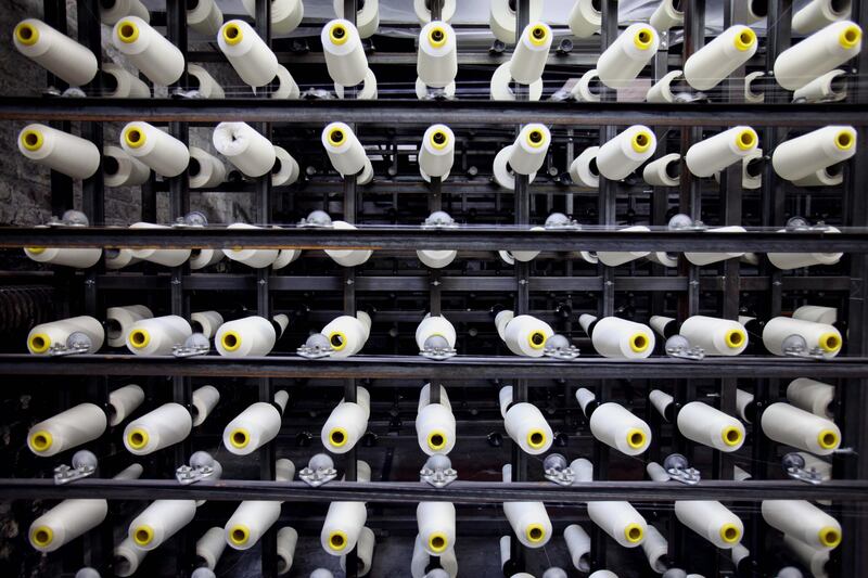 CAUDRY,FRANCE. 23/5/11. Rows of cotton bobbins at the Sophie Hallette lace making factory in Caudry, Northern France. Stephen Lock  for  The National. FOR ARTS & LIFE