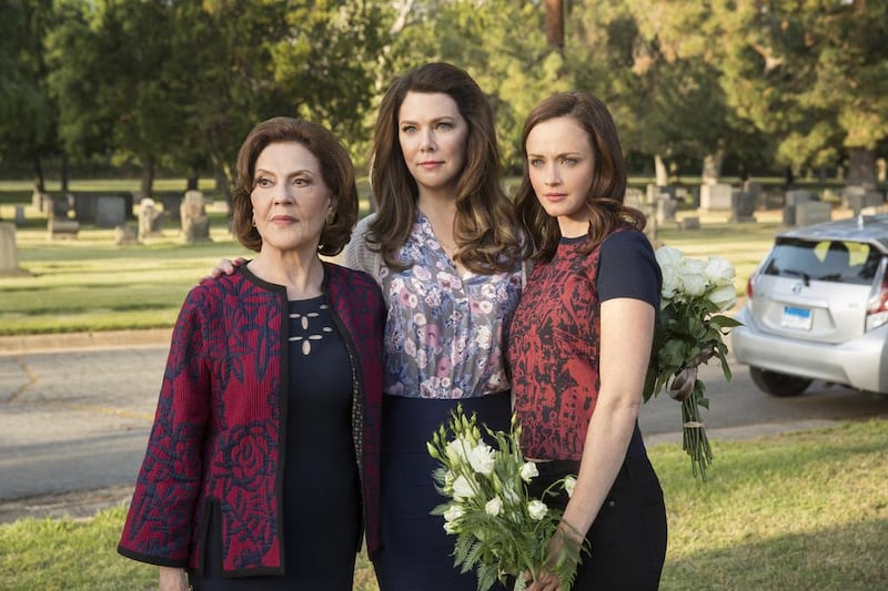 From left, Kelly Bishop as Emily, Lauren Graham as Lorelai and Alexis Bledel as Rory in Gilmore Girls: A Year in the Life, which hits Netflix on Friday. Robert Voets / Netflix 