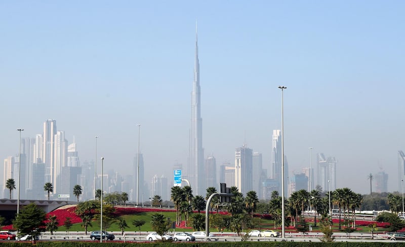 Dubai, United Arab Emirates - Reporter: N/A: Haze surrounds Downtown Dubai. Saturday, February 8th, 2020. Downtown, Dubai. Chris Whiteoak / The National