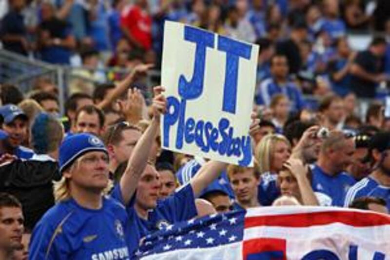 Chelsea fans at the M&T Bank Stadium on July 24, 2009 in Baltimore, where the Blues were taking on AC Milan in a preseason game, let their feelings for John Terry known.