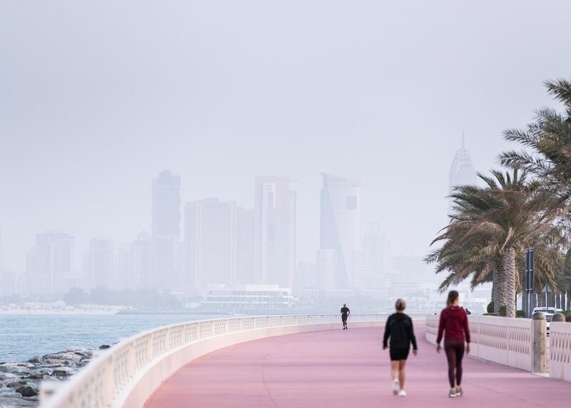 DUBAI, UNITED ARAB EMIRATES. 9 MARCH 2020. 
Haze of dust covering Dubai’s sky.
(Photo: Reem Mohammed/The National)

Reporter:
Section:
