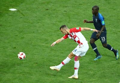 Soccer Football - World Cup - Final - France v Croatia - Luzhniki Stadium, Moscow, Russia - July 15, 2018  Croatia's Ivan Perisic scores their first goal   REUTERS/Michael Dalder     TPX IMAGES OF THE DAY