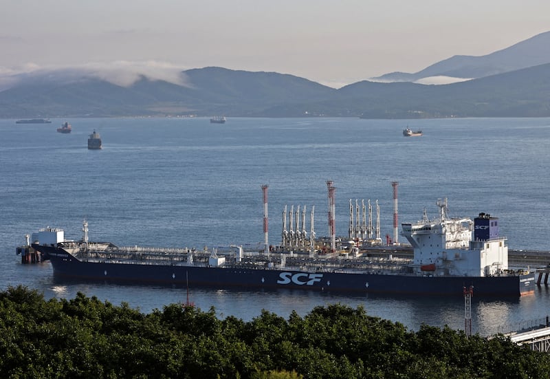 Oil tanker, the Vladimir Arsenyev, at a crude terminal near the port city of Nakhodka, south-east Russia. The EU wants to introduce a price ceiling for oil from Russia. Reuters