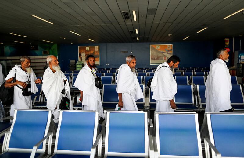 Muslim worshippers arrive at the Hajj terminal of the King Abdulaziz international airport in Jeddah. Mast Irham / EPA