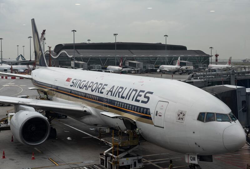 HONG KONG, CHINA - 2019/05/23: Singapore Airlines plane, Singapore's flag carrier, at Hong Kong International Airport runway. (Photo by Budrul Chukrut/SOPA Images/LightRocket via Getty Images)