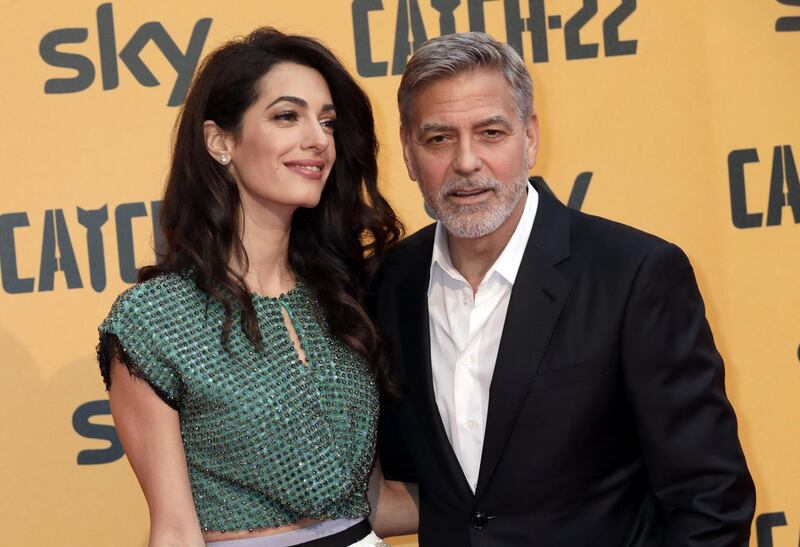 ROME, ITALY - MAY 13: Amal Alamuddin and George Clooney attend 'Catch-22' Photocall, a Sky production, at The Space Moderno Cinema on May 13, 2019 in Rome, Italy. (Photo by Elisabetta Villa/Getty Images)
