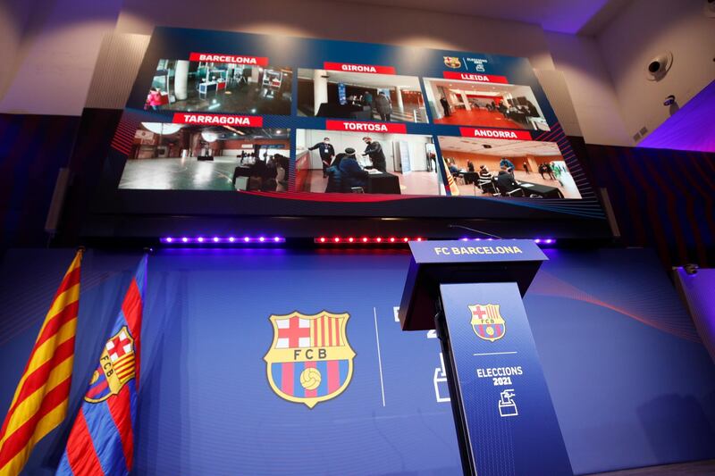 Votes being cast for election of Barcelona club's new president on Sunday. Reuters