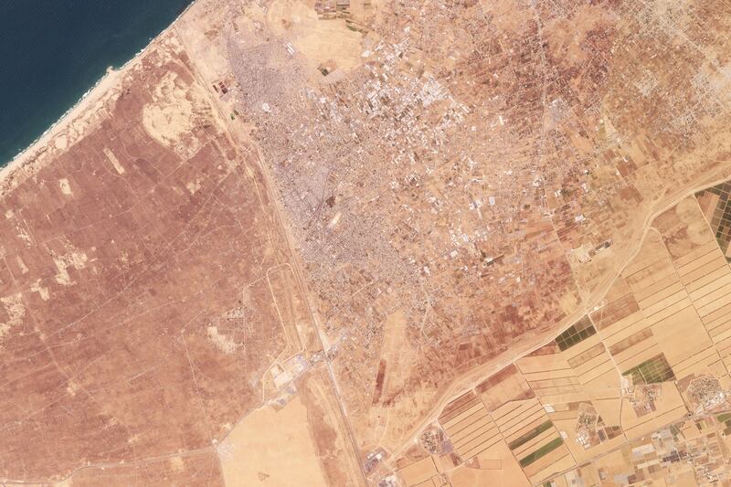 An aerial view of Rafah, from where the Israeli army has ordered about 100,000 Palestinians to leave. Photo: Planet Labs PBC via AP