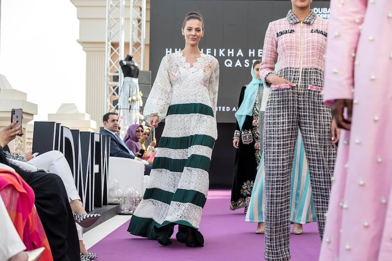 DUBAI, UNITED ARAB EMIRATES. 07 MARCH 2019. Dubai Modest Fashion Week Day 1 at the Emerald Palace Kempinski. H.H. Sheikha Hend Faisal Al Qassami, UAE. (Photo: Antonie Robertson/The National) Journalist: Hafsa Lodi. Section: National.