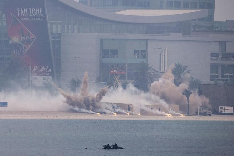 Jet fighters soared across the skies and tanks rolled along the beaches to the delight of the thousands who turned out for the largest military spectacle yet seen in the UAE. Philip Cheung for Crown Prince Court - Abu Dhabi