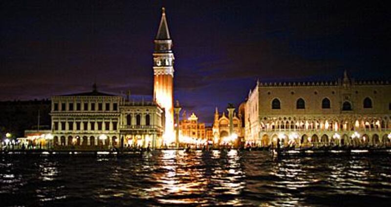 The view of the Piazza San Marco in Venice from the Grand Canal.