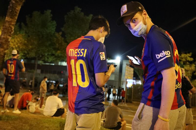 Barcelona fans are seen outside the Camp Nou. Reuters