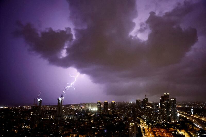 A lightning strike in the skies over Tel Aviv, Israel. Reuters