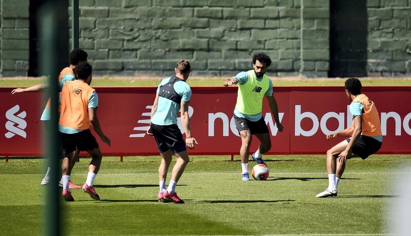 LIVERPOOL, ENGLAND - MAY 30: (THE SUN OUT, THE SUN ON SUNDAY OUT) Mohamed Salah of Liverpool during a training session at Melwood Training Ground on May 30, 2020 in Liverpool, England. (Photo by Andrew Powell/Liverpool FC via Getty Images)