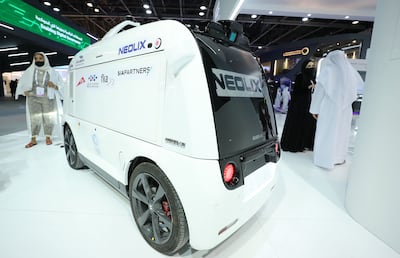 The Neolix delivery bot at the Roads and Transport Authority stand at Gitex. Photo: Dubai World Trade Centre  