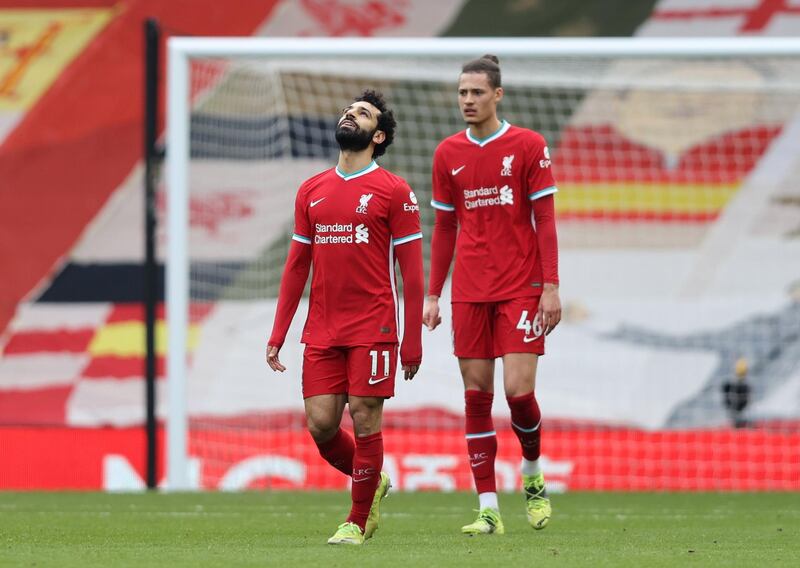 Liverpool's Mohamed Salah after Mario Lemina's goal for Fulham. Reuters