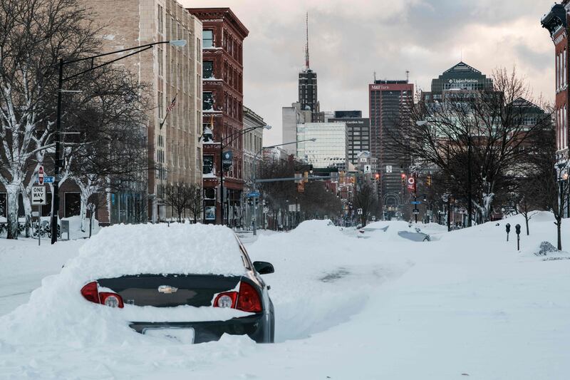 Dangerous driving conditions caused many drivers to abandon vehicles in Buffalo, New York. AFP