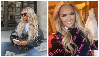 Amber Jones, right, stylist at That Hair Tho, advises fans of beachy waves to look to British reality TV star Molly-Mae Hague for inspiration. Courtesy Amber Jones, Instagram