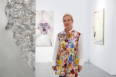 Gallery founder Mara Firetti at the NFT | IRL exhibition, on view at Firetti Contemporary in Alserkal Avenue, Dubai. Pawan Singh / The National