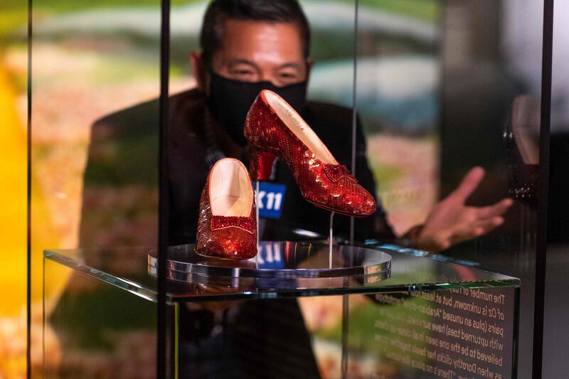 Judy Garland's shoes from the 'Wizard of Oz' at the Academy Museum Of Motion Pictures. AFP