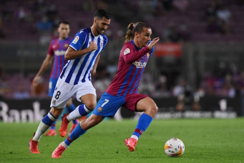 Antoine Griezmann on the ball during the match between Barcelona and Real Sociedad. Getty