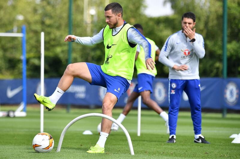 Chelsea's Belgian midfielder Eden Hazard attends a training session. AFP