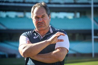 Australia's rugby coach Dave Rennie speaks to the media during a press conference at the Sydney Cricket Ground (SCG) on June 12, 2022.  - The Wallabies play three Tests against England starting in Perth on July 2 before moving to Brisbane a week later then Sydney on July 16.  (Photo by DAVID GRAY  /  AFP)  /  -- IMAGE RESTRICTED TO EDITORIAL USE - STRICTLY NO COMMERCIAL USE --