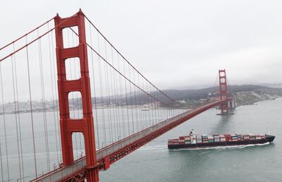 A tanker is seen passing through under the Golden Gate Bridge on May 27, 2012 in California.  The Golden Gate Bridge celebrates its 75th Anniversary on May 27.  San Francisco on Sunday marked the 75th anniversary of the Golden Gate Bridge, the distinctive orange vermilion structure that attracts some 10 million visitors each year.       AFP Photo / Kimihiro Hoshino / AFP PHOTO / KIMIHIRO HOSHINO