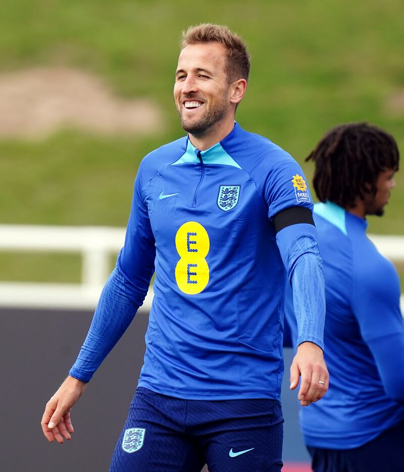 Harry Kane during training at St. George's Park. PA