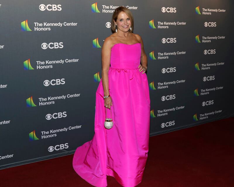 Katie Couric in a hot pink gown. AP 