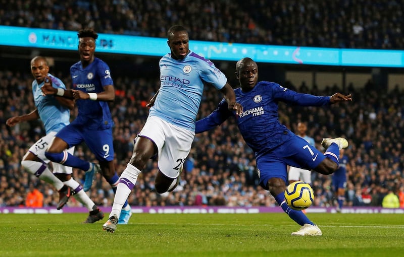 Chelsea's N'Golo Kante scores their first goal. Reuters