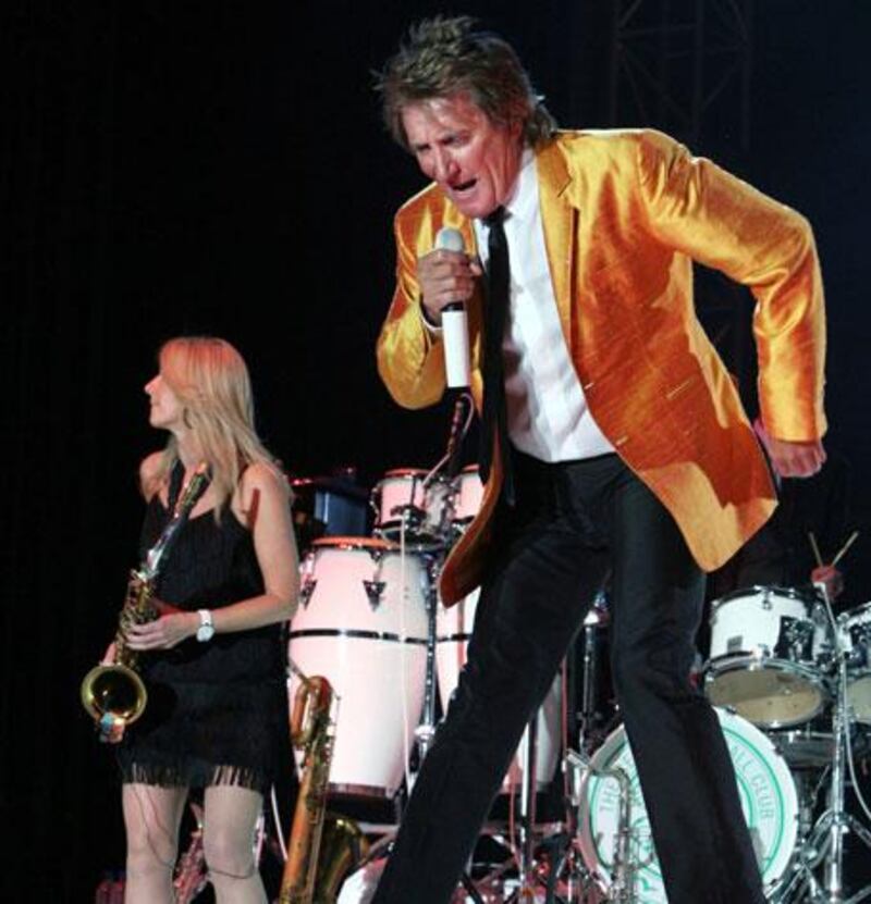 Rod Stewart performing in Dubai on Friday.