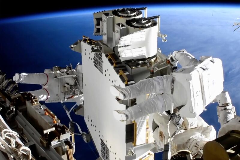 The astronauts installed the panels in a six-hour spacewalk on Sunday, 20 June. AP Photo