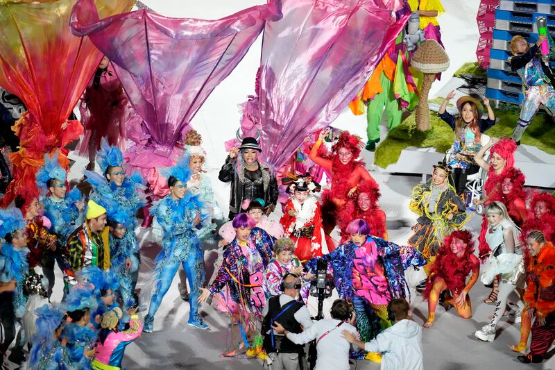 Entertainers perform during the closing ceremony. Getty