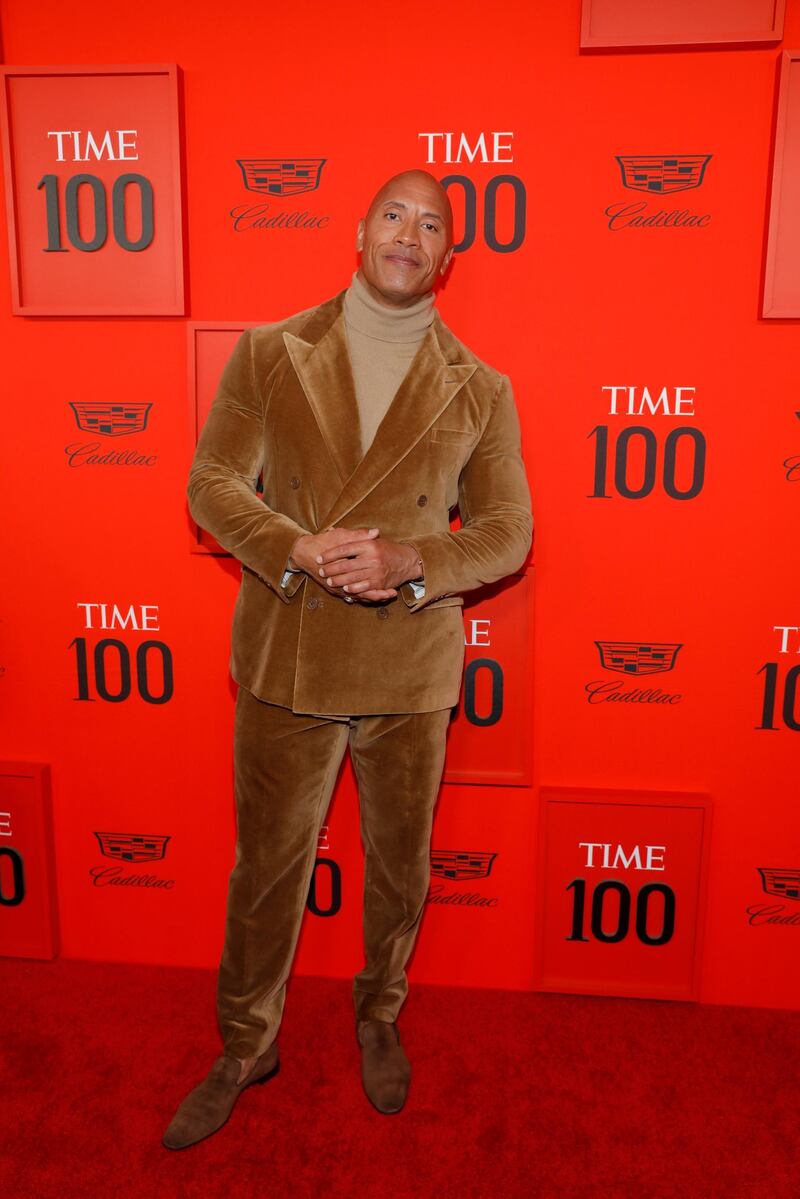 Dwayne Johnson arrives on the red carpet for the Time 100 Gala at the Lincoln Center in New York on April 23, 2019. Reuters