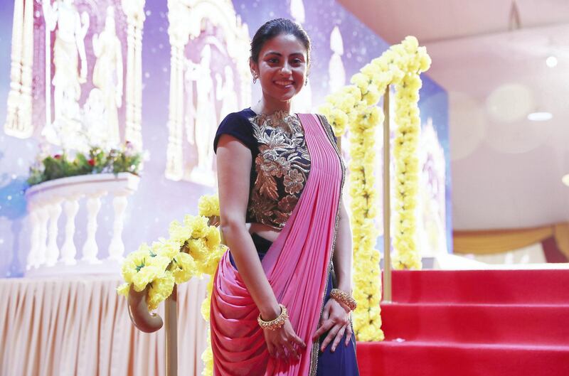 DUBAI,  UNITED ARAB EMIRATES , April 21 – 2019 :- Mitali Thakkar during the community event as part of the Hindu Temple held at the Jumeirah Park in Dubai. ( Pawan Singh / The National ) For News. Story by Ramola