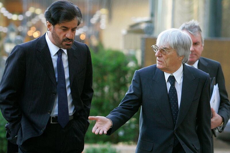 Bernie Ecclestone, right, has conceded defeat in attempts to stage the Bahrain Grand Prix.