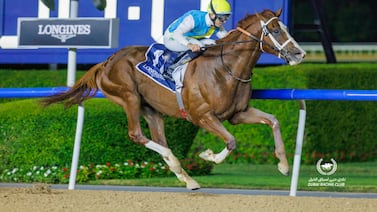 Kabirkhan on his way to victory in January's Al Maktoum Dubai Challenge. Photo: Dubai Racing Club