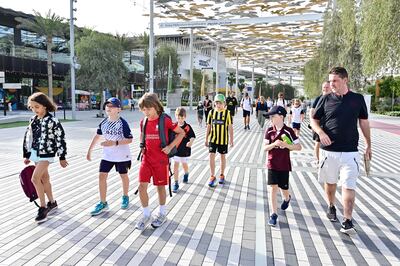 Finlay's challenge ended on March 27 when Expo 2020 Dubai hosted him and his friends to complete a 7km trek within the site grounds. Photo: Abigail Reeves