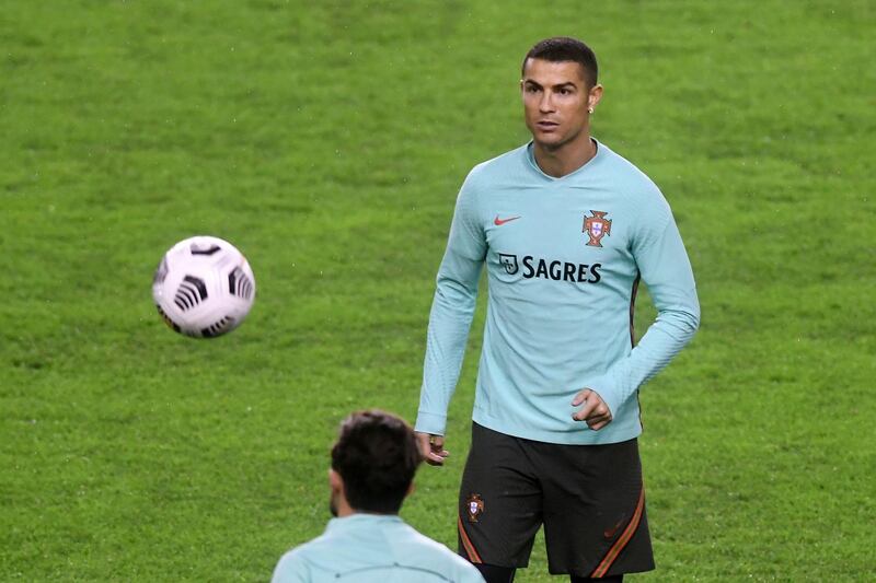 Portugal forward Cristiano Ronaldo during training. AFP