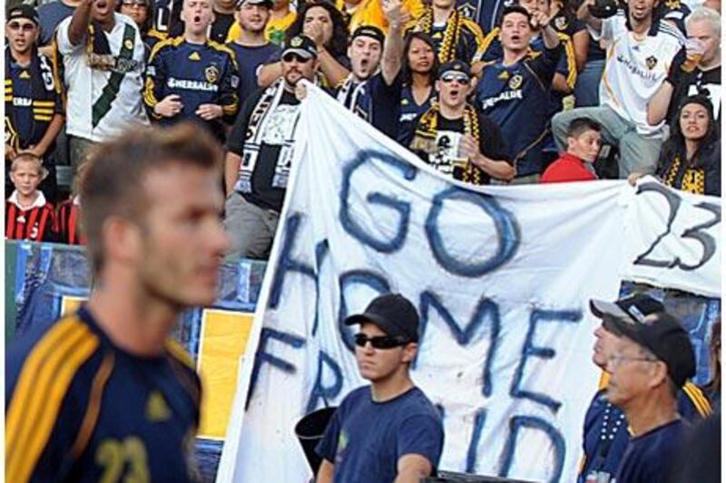 Beckham was abused by sections of LA Galaxy's supporters during Sunday's game against Milan.
