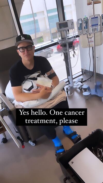 Mark Hoppus shared this photo of himself getting treatment on Instagram. Mark Hoppus / Instagram