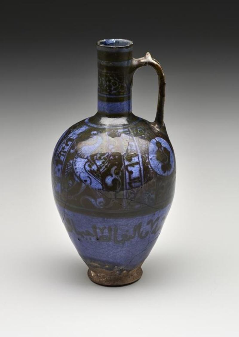 Jug, second half of the 12th century, ceramic. Ira Schrank / The Kier Collection of Islamic Art on loan to the Dallas Museum of Art.
