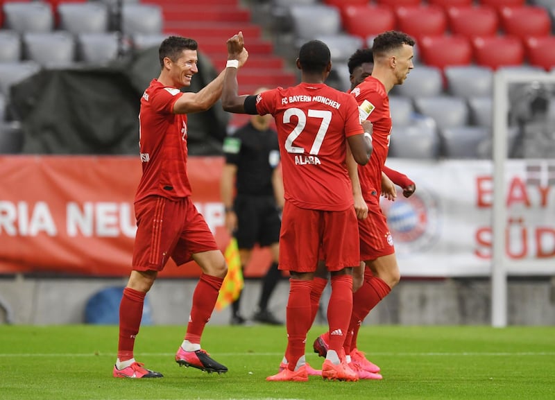 Robert Lewandowski, left, scored the third goal against Eintracht Frankfurt. AFP